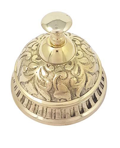 Brass Nautical - Desk Bell Table Bells Call Bell Reception Bell (3.5 inches, Polished Brass)