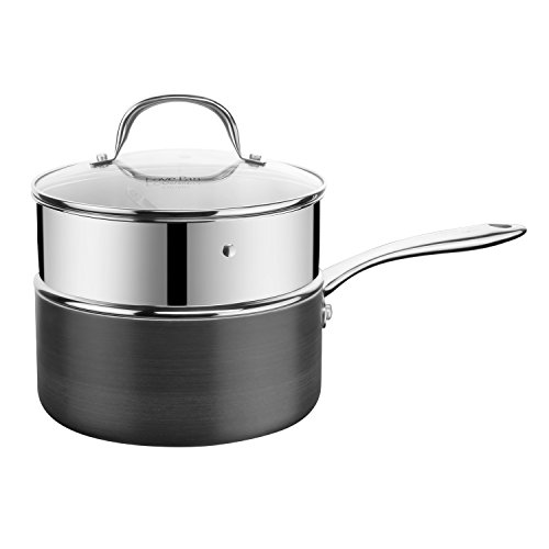 COOKSMARK Black HardAnodized Aluminum Cookware Set with White Ceramic