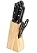 HULLR 7 Piece Stainless Steel Kitchen Knife Set with Wooden Block