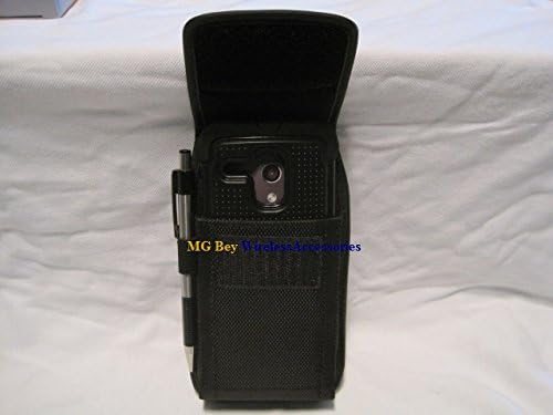 Premium Canvas Nylon Extended Heavy Duty XX-Large Horizontal/Vertical Holster Pouch W/Fixed Belt Clip fits Boost Mobile Motorola Moto G XT1032 Ballistic SG Maxx