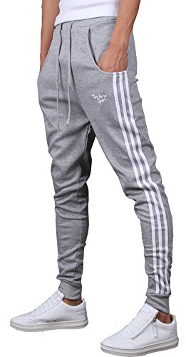 Keybur Mens Jogging Pants Tracksuit Bottoms Running Trousers Hiphop Dance Jogger (XXL, Light Gray)