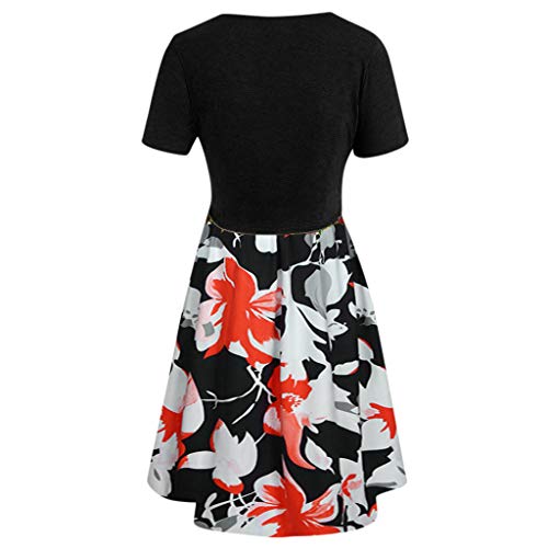 TWinmar -Women Two Piece Set Evening Dresses Fashion Bandage Mini Dress Women Sunflower Print Dress Short Sleeve Bow Knot Top + Print Swing Dress Suits Shirt Dress
