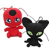 YODE Miraculous Ladybug Cat Plagg & Tikki Noir Plush Toys Lady Bug Adrien Marinette Stuffed Animal Doll - 2Pcs/Set