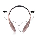 Wireless Headphones, Bluenin Bluetooth V4.1 Headset Earbuds Sports Neckband Retractable Earphones with Mic for iPhone Android (12 Hours Play Time, CVC 6.0 Noise Cancelling, Sweatproof, Rose Gold)