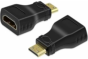 Mini HDMI to HDMI Adapter,YAWALL Male to Standard HDMI Female Converter HDMI to HDMI Elbow Adapters Jack Connector Compatible