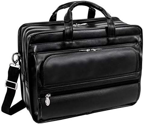15.6" Leather Double Compartment Laptop Briefcase