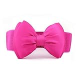 Coromose Bowknot Elastic Wide Stretch Buckle Waistband Belt for Women (Hot Pink)