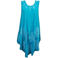 Mogul Womens Beach Dress Elephant Printed Sleeveless Cover up XL
