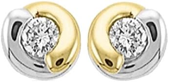 10k Two Tone Gold Diamond Stud Earrings - IGI Certified