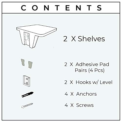 Fytz Design White Small Floating Shelf Set of 2 Small Shelf for Wall