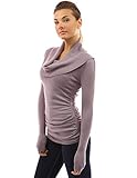 Patty Women's Cowl Neck Long Sleeve Ruched Sides Stretch Pullover Top