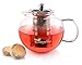 Camellia Teapot with Removable Stainless Steel Infuser, Borosilicate Glass, Loose Leaf Tea Kettle Stove top Safe - Holds 5 Cups 40 Ounce 1200ml