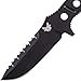 Benchmade - Fixed Adamas 375 Knife, Drop Point Blade with Spine Serrations, Plain Edge, Coated Finish, Black Handle, Sand Sheath, Made in the USA