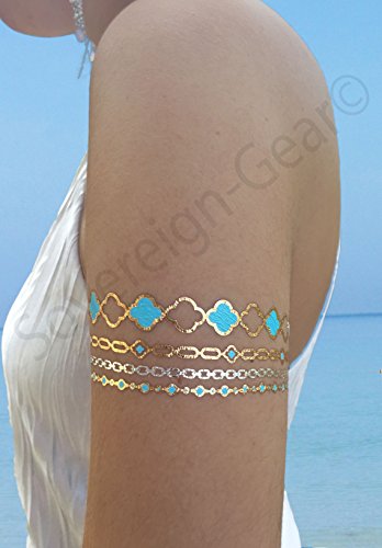 3 Metallic+Temporary+Tattoos+Women+Teens