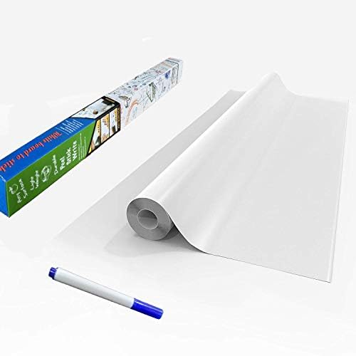 Dry Wipe Magic Self Adhesive Whiteboard Wall Decal Sticker Roll - DIY Wall Paper Contact Paper White Board Stickers 17.7" x 78.7"（45x200cm), Whiteboard Wallpaper for Office and Home with 1 Marker Pen