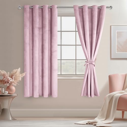JIUZHEN Pink Velvet Curtains