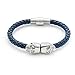 BeiChong Classic Design Genuine Leather Skull Bracelet Mens Stainless Steel Twin Skull Bangle