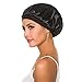 2Pack Women’s Wide Band Soft Silky Satin Bonnet Night Sleep Hat Hair Loss Cap for Frizzy Natural Hair (Black)