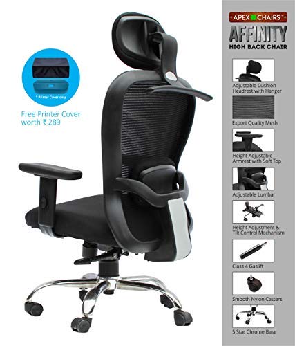 APEX Chairs Affinity Chrome Base HIGH Back Office Chair Adjustable ARMS and Anytime Lock Mechanism