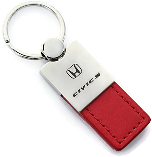 Honda Civic Si Red Leather Car Fob Key Chain Ring