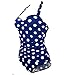 Cocoship 50s Retro Vintage Floral Print White Polka One Piece Swimwear Monokinis(FBA)