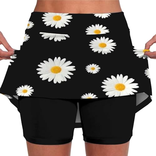 Plus Size Skirt Skorts for Women UK, Elegant Tennis & Golf Skort with Pockets, High-Waisted Workout Skirt for Running Gym, Breathable Summer Tennis with Shorts