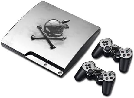 Doodle Deals APPLE SKULL CROSS BONES Skin Sticker for Ps3 Slim Consol 2 Matching Ps3 Controller Stickers Platstation 3
