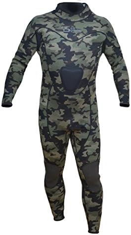 Sea Sports Wetsuit Spearfishing Camouflage Green Camo 3mm Back Zip Jumpsuit Fullsuit