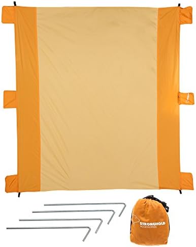 Outdoor Beach Blanket - Includes 4 FREE Stakes, Compact Storage Bag, Anchor Pockets. Built to Last with Durable Parasheet Nylon - Great for Beach, Picnic, Travel, Camping. XL Size