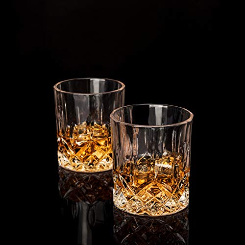 LANFULA Crystal Whiskey Glass, Premium Old Fashioned Tumblers Set of 4