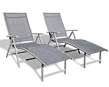 Kozyard Cozy Aluminum Beach Yard Pool Folding Reclining Adjustable Chaise Lounge Chair (2, Gray)