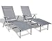 Kozyard Cozy Aluminum Beach Yard Pool Folding Reclining Adjustable Chaise Lounge Chair (2, Gray)