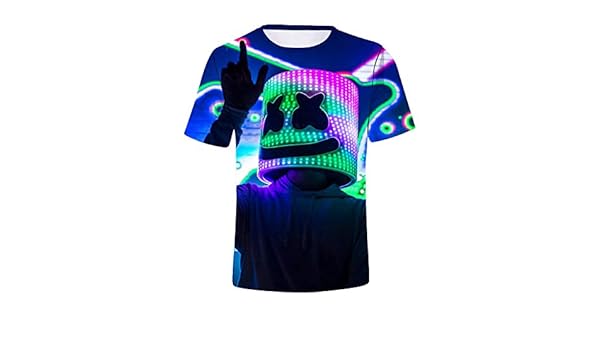 SummerSeed Marshmallow Playeras para niños, Adolescentes, Marshmello, DJ, Smiley Face, música eléctrica, EDM para niños, Playera de Moda de Calle: Amazon.es: Deportes y aire libre