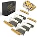 Taco holder - set of 2 with bamboo handles | stainless steel taco holders serving tray stand plate with dividers
