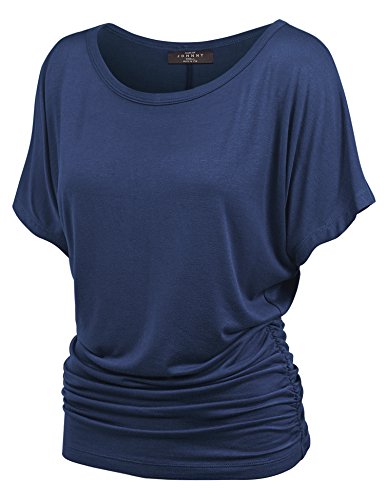 MBJ WT817 Womens Dolman Drape Top with Side Shirring XL NAVY
