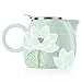 Tea Forte PUGG 24oz Ceramic Teapot with Tea Infuser, Loose Leaf Tea Steeping For Two, Lotus