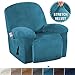 H.VERSAILTEX 1 Piece Stretch Real Super Velvet Plush Recliner Slipcovers, Recliner Chair Cover, Recliner Cover Furniture Protector Elastic Bottom, Recliner Slipcover with Side Pocket, Peacock Blue