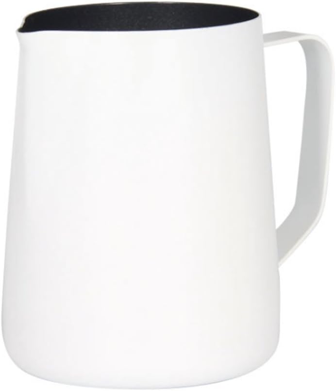 Espresso Coffee Milk Frothing Pitcher, Stainless Steel Creamer Macchiato Cappuccino Latte Art Making Pitcher Cups, Perfect for Milk, Cream, Water, Juices, Smoothies, 20 oz/600ML, White