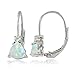 Sterling Silver Created White Opal & White Topaz Trillion-Cut Leverback Drop Earrings