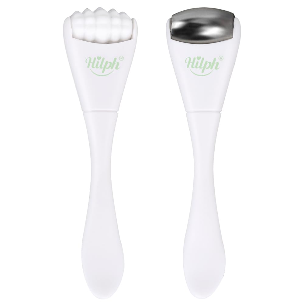 Photo 1 of Hilph Mini Ice Roller for Face & Eyes 2 Pcs, Face Roller Skin Care Set with Stainless Steel and Silicone Head for Facial Puffiness, Eye Roller for Puffy Eyes, Self Care Gifts for Women, White