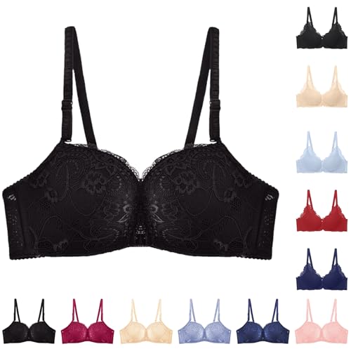 Sports Bra Bras for Women UK Full Coverage Retro Lace Floral Bra Ladies Front Fastening Bralette Push Up Everyday Elegant Underwear Womens Sports