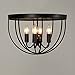 KunMai Rustic Black Metal Round Cage Semi Flush Mount Ceiling Light Fixture with 4 Candelabra Shaped Lights