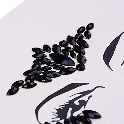 Halloween Face Gems Black, 3Pcs Day of the Dead Face Jewels Makeup Stickers Crystals, Festival Make up Kit Costume for Women Men - Image 5