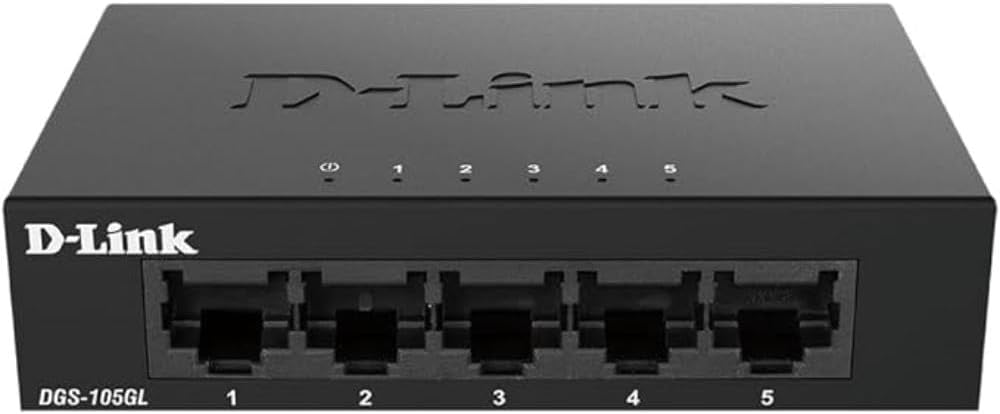 D-Link DGS-105GL 5-Port Gigabit Desktop Network Switch Fanless Metal Housing