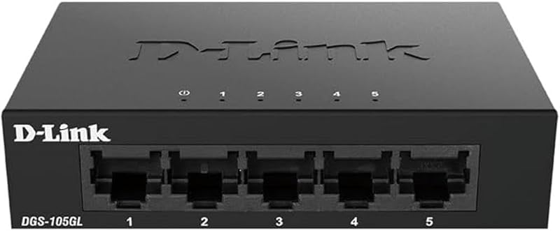 D-Link DGS-105GL 5-Port Gigabit Desktop Network Switch Fanless Metal Housing