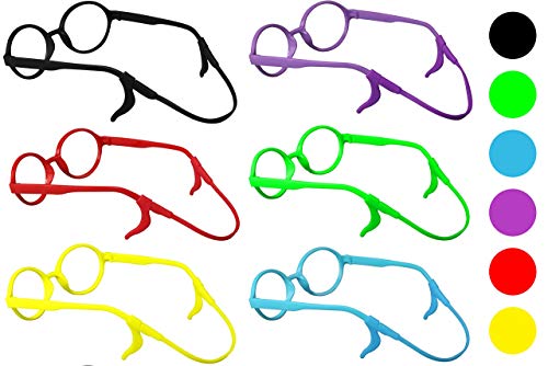Shinkoda Kids Glasses Strap and Ear Grip Kit, Safety Eyeglasses Holder Lanyard Cord Adjustable Eyewear Retainer for Little Boys Girls Baby(3-8 Years), Value Pack of 6 Bright Color