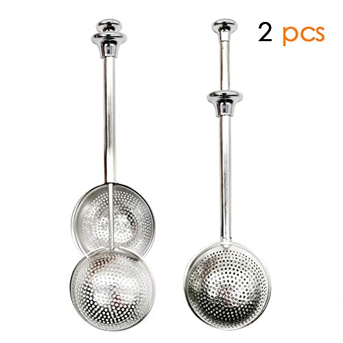 Xloey Tea Strainers, Long-Handle Tea Infuser ball (2 Pack) for Loose Leaf Tea, Stainless Steel loose leaf tea infuser