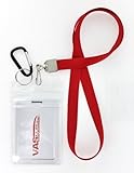 VAS Waterproof Cruise N Travel Cash, ID, Credit / Debit Card & Key Holder - RED Deluxe Lanyard #5 Carabiner With RFID Protection -