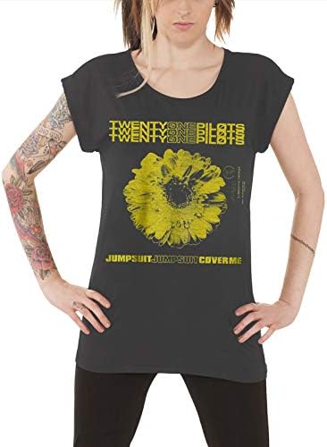 Twenty One Pilots T Shirt Trench Daisy Logo Official Womens Grey Dolman Boxy Fit