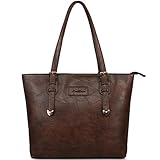 ZMSnow Vegan Leather Tote Designer Handbags for Women Girls (Coffee)